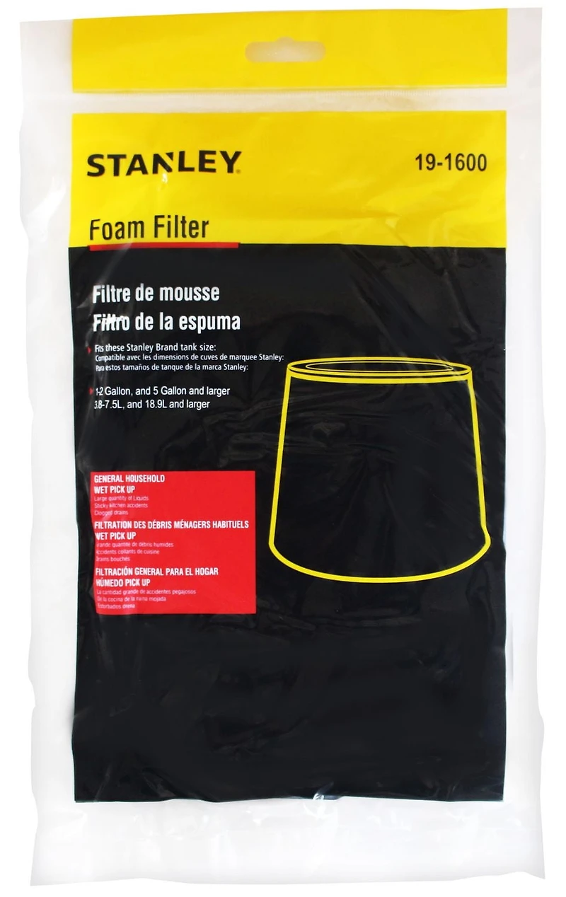 Filtre en mousse de Stanley Compatible avec les dimensions de cuves de marque Stanley : 1 à 2 gallons, 5 gallons et plus (3,8 à 7,5 l, 18,9 l et plus)