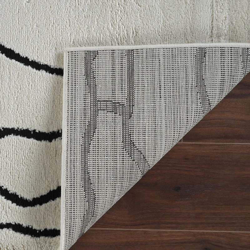 Rug Branch Domus Abstract Indoor Area Rug, Cream Black, Modern - Living Room, Bedroom, Dining Room, and Kitchen