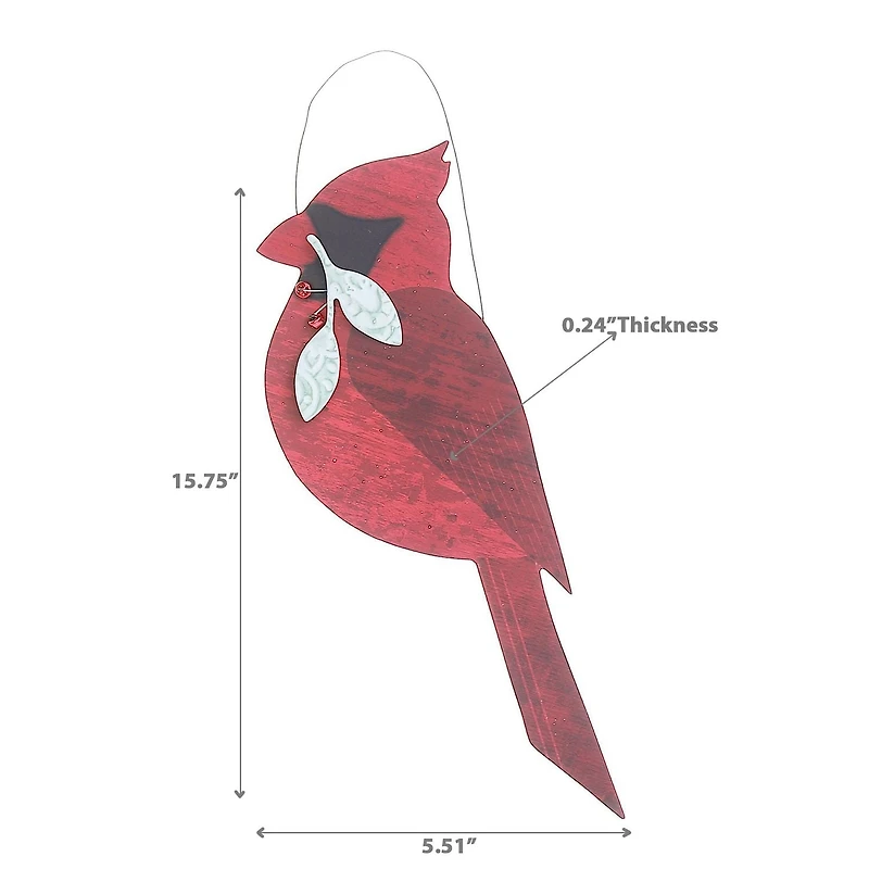 Wooden Cardinal Ornament Large - Set of 2