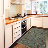 Tapis contemporain à motif de feuilles et à sous-couche en caoutchouc de la collection Ottohome