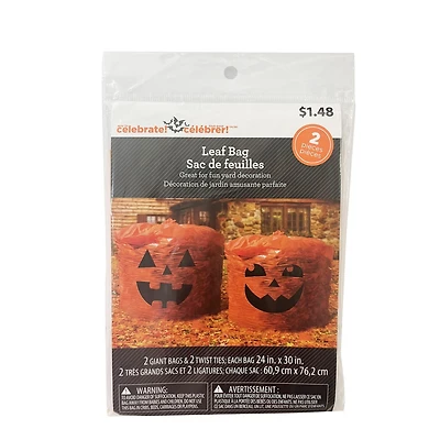 Way to celebrate Leaf Bags 2pk leaf bags 24inx30in size for fun yard decoration