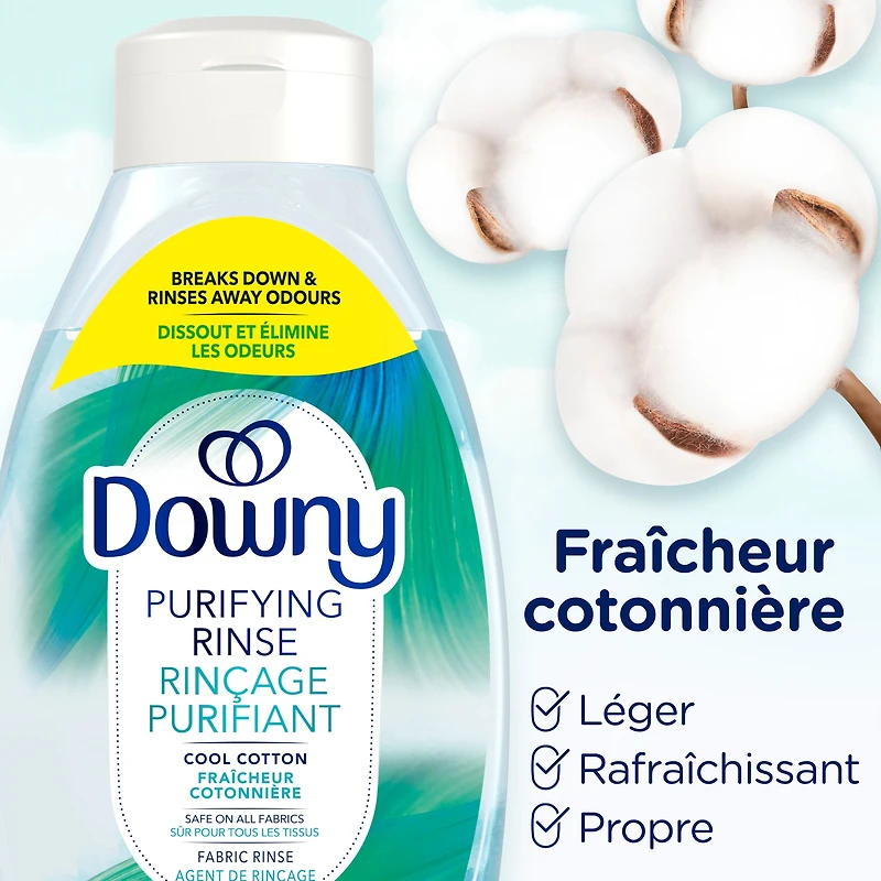 Éliminateur d’odeurs purifiant pour lessive et assouplissant textile Downy, sûr pour tous les tissus, compatible avec les laveuses HE, Fraîcheur cotonnière 70 Charges, 1,41 L