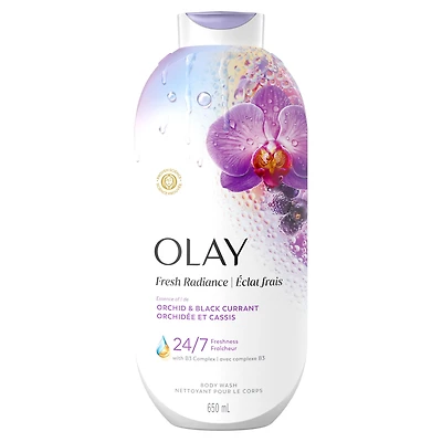 Olay Fresh Radiance Body Wash with Essence of Orchid and Black Currant, Vitamin B3 and Antioxident Blend, 650ml