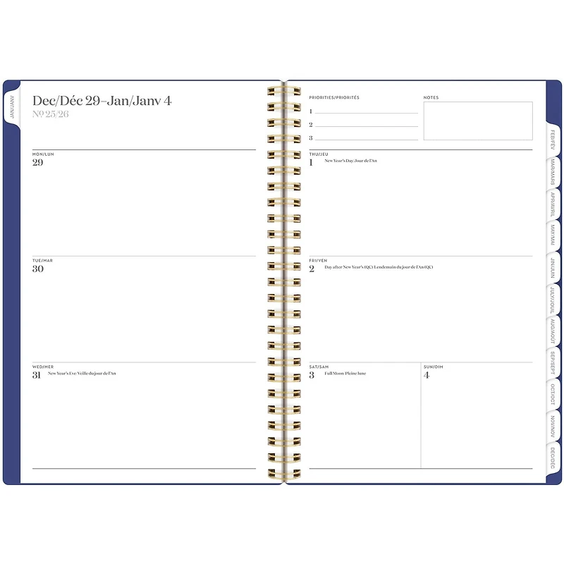 Agenda hebdomadaire Cambridge Workstyle Classic Navy 2026