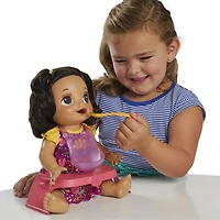 Baby Alive Happy Hungry Baby Black Straight Hair Doll-Bilingual