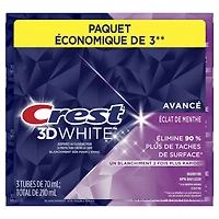 Crest 3D White Advanced Whitening Toothpaste, Radiant Mint, 70- mL, Pack of 3