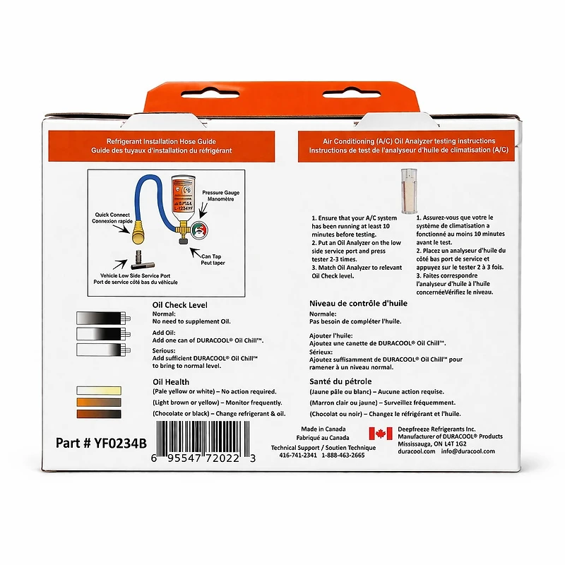 Kit de recharge de refrigerant Duracool 12a-yf Deluxe, pour les systèmes de climatisation mobiles OEM R-1234yf