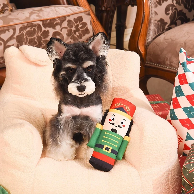 Hugsmart Nutcracker Plush Dog Toy - Fuzzy, Squeaky, for Small & Medium Dogs