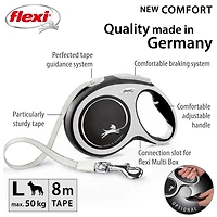 Flexi New Comfort Large 8m Black Tape Retractable Dog Leash