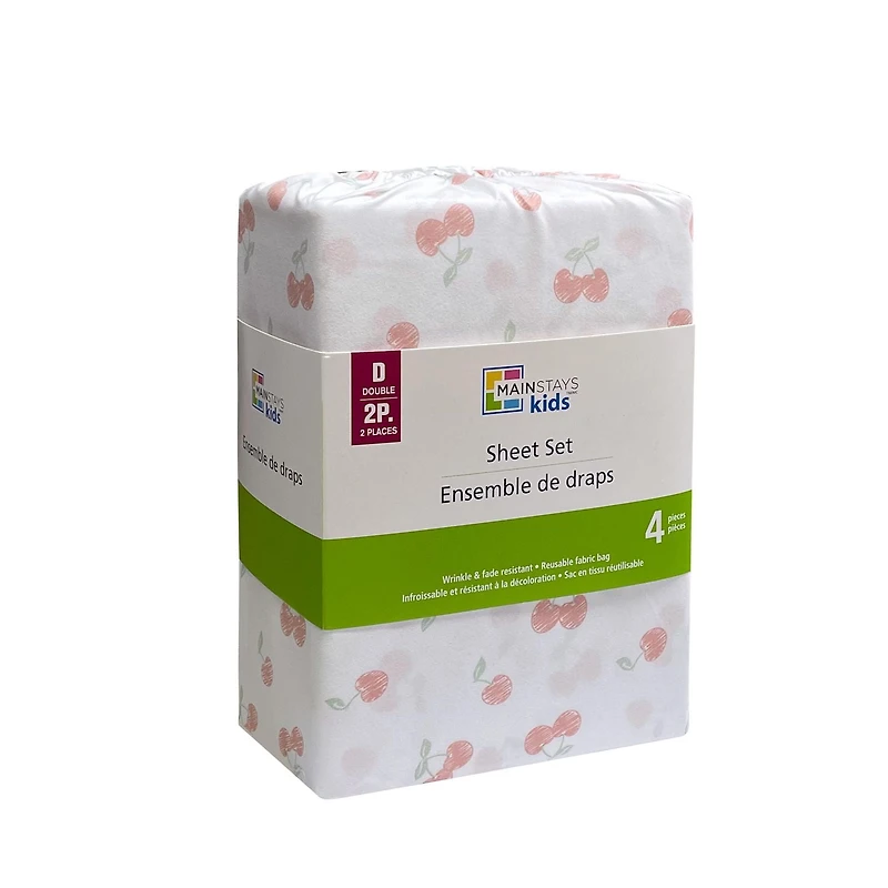 Ensemble de draps à imprimé en microfibre douce facile à nettoyer pour enfants Mainstays Tailles: 1 place, 2 places et grand lit