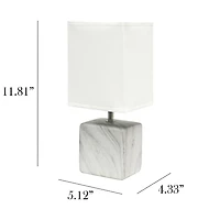 Simple Designs Petite Marbled Ceramic Table Lamp with Fabric Shade