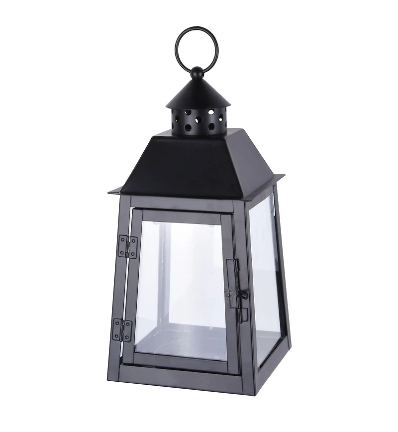 Hometrends Black Glass and Metal Lantern
