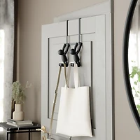 BUDDY HOOK - Patère murale ou dessus de porte avec 2 crochets, métal et plastique noir