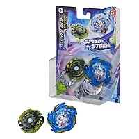 Beyblade Burst Surge Dual Pack, 2 toupies de compétition Speedstorm Evo Helios Blazebringer et Jormuntor J6, jouet pour enfants, dès 8 ans