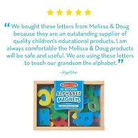 Melissa & Doug 52 Alphabet Magnets en Bois dans une Boîte - Lettres Majuscules et Minuscules - Certifié FSC