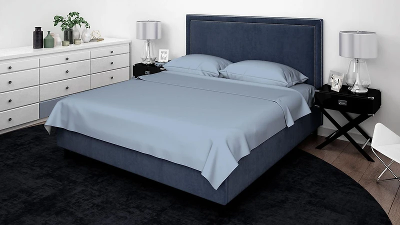 Ensemble de draps en coton à 500 fils Johnson Home Bleu ciel (grand lit)