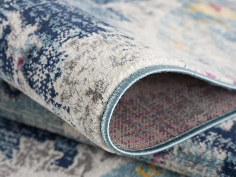 Tapis d'intérieur bohème Branch Savannah 2' x 30' (taille exacte : 2'3" 30'), bleu gris, style transitionnel - Entrée, couloir, salle de bain et cuisine