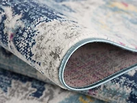 Tapis d'intérieur bohème Branch Savannah 2' x 30' (taille exacte : 2'3" 30'), bleu gris, style transitionnel - Entrée, couloir, salle de bain et cuisine