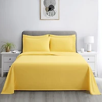 Literie Marina Decoration, draps toutes saisons, ultra doux, soyeux et à poches profondes, en rayonne de bambou, couleur jaune