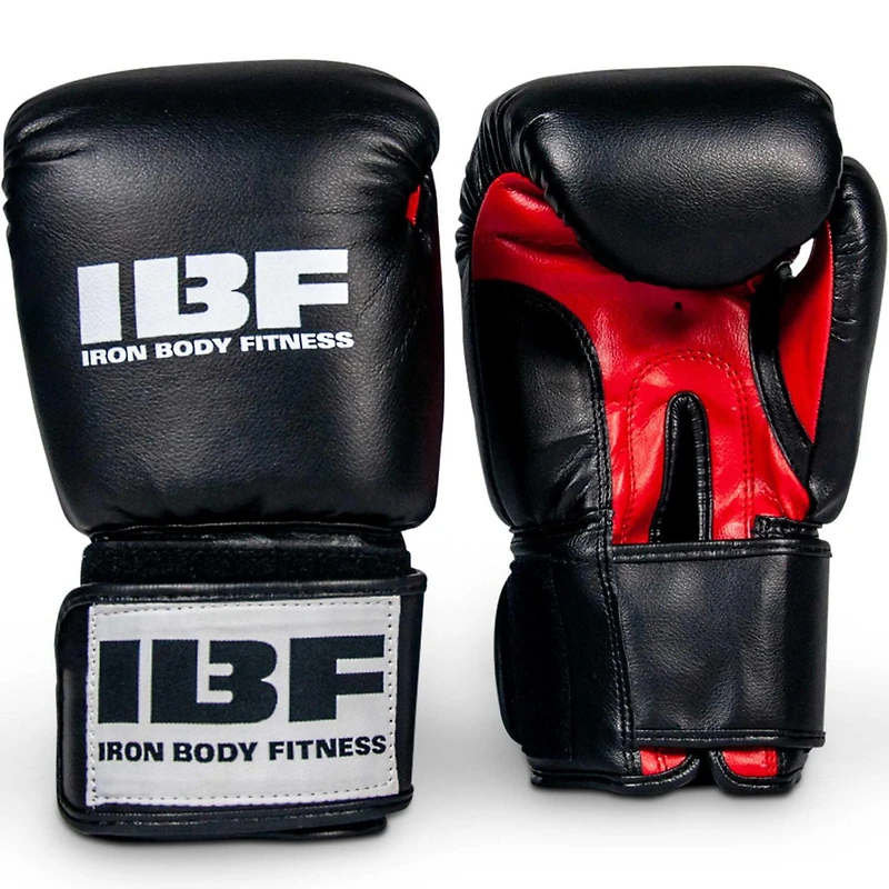 Iron Body Fitness Training Series Boxing Gloves - 8 oz. - Red & Black (IBF)