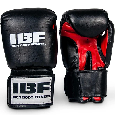 Iron Body Fitness Training Series Boxing Gloves - 8 oz. - Red & Black (IBF)