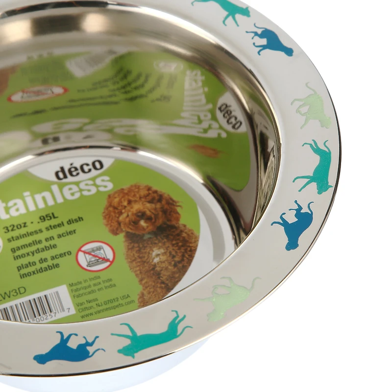 Van Ness Lightweight Decorated Stainless Steel Dog Dish