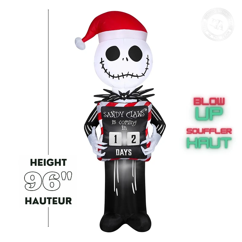 Jack Skellington gonflable de Noël avec compte à rebours de Noël
