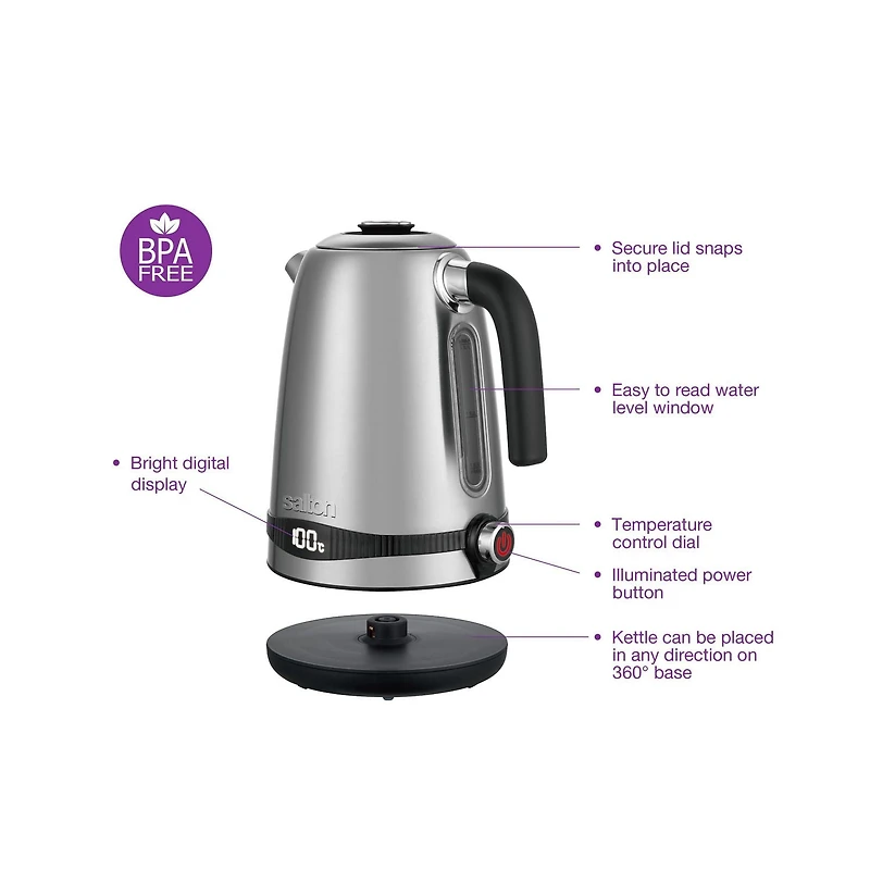 Salton Digital Temperature Control Kettle, 1.7L, JK2038,