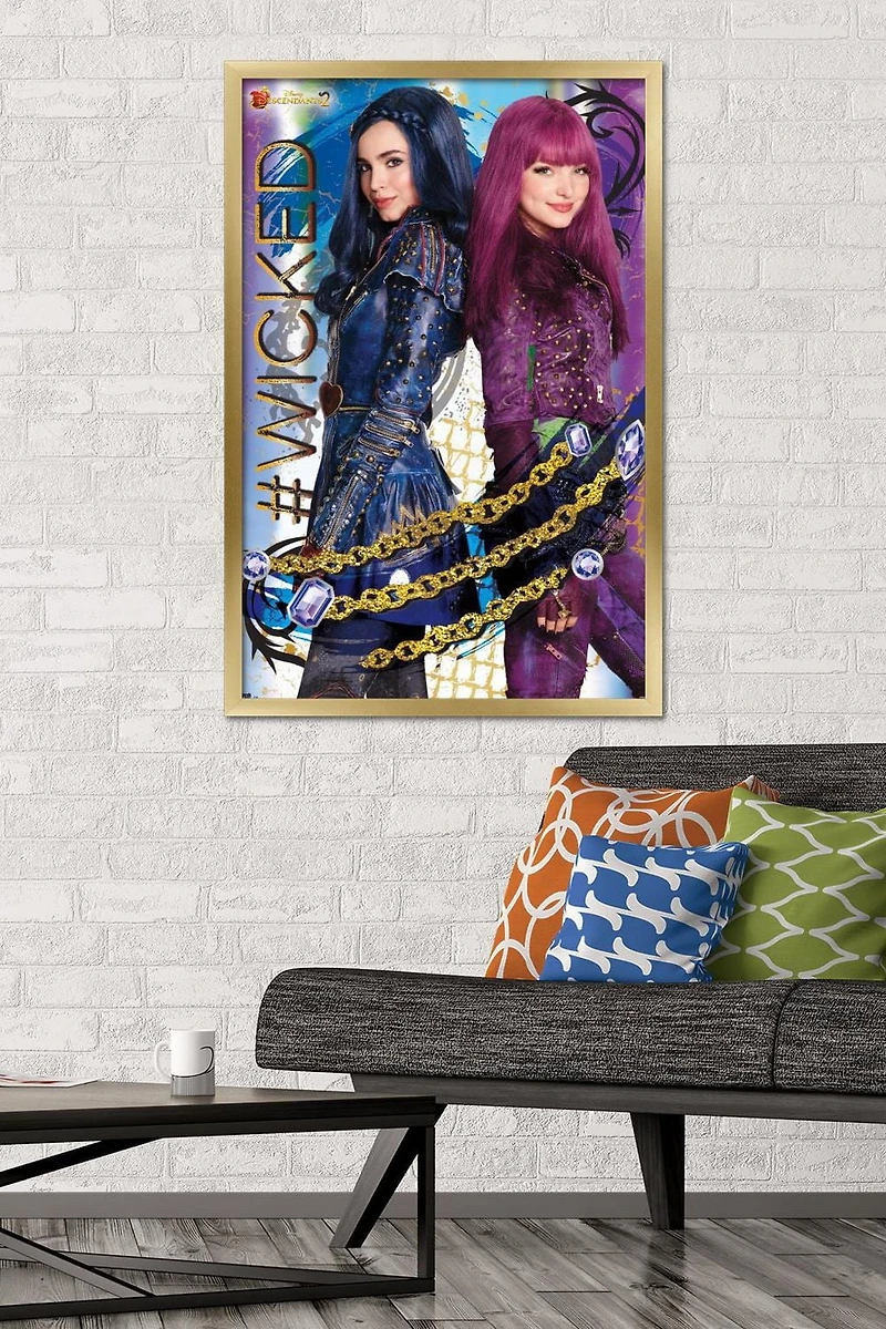 Disney Descendants 2 - Wicked Wall Poster, 14.725" x 22.375" Framed