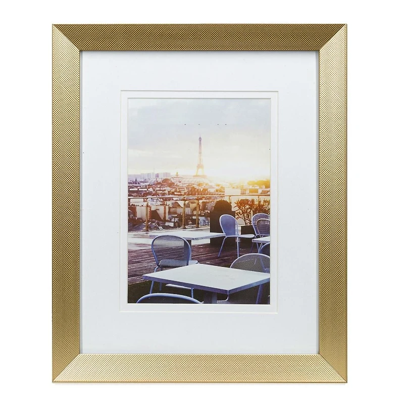 Hometrends Knurl 5x7in Brushed Brass Photo Frame, Decorative Tabletop and Wall Picture Frame, 5x7 in