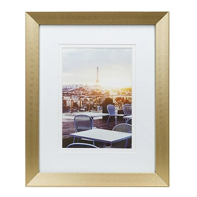 Hometrends Knurl 5x7in Brushed Brass Photo Frame, Decorative Tabletop and Wall Picture Frame, 5x7 in