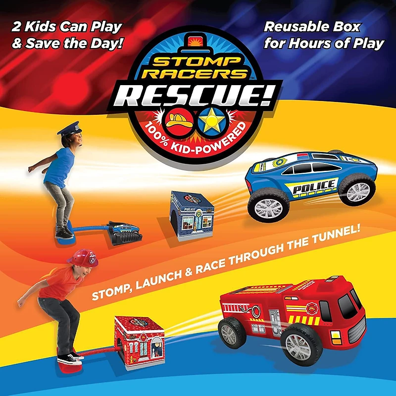 Stomp Rocket Rescue Racers, Police Car & Fire Truck