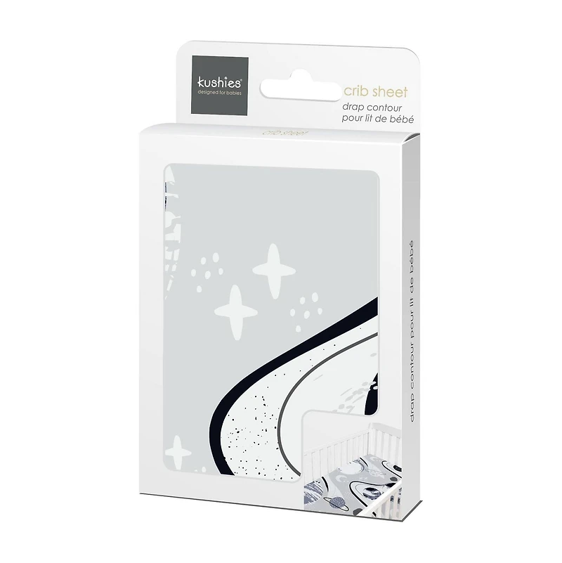 Kushies Crib sheet Breathable, 100% soft Cotton Percale  Neutral Unisex for Baby boys and girls - Space Blues