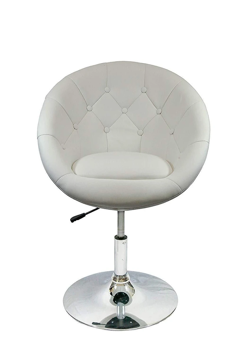 Nicer Furniture Rounded Faux Leather PU Height Adjustable Leisure Swivel Bar Stool in White