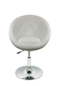 Nicer Furniture Rounded Faux Leather PU Height Adjustable Leisure Swivel Bar Stool in White