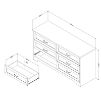South Shore Prairie 6-Drawer Double Dresser Weathered Oak