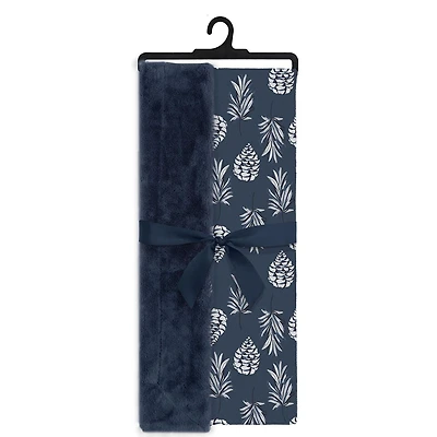 Jeté Fausse Fourrure Denim Foncé