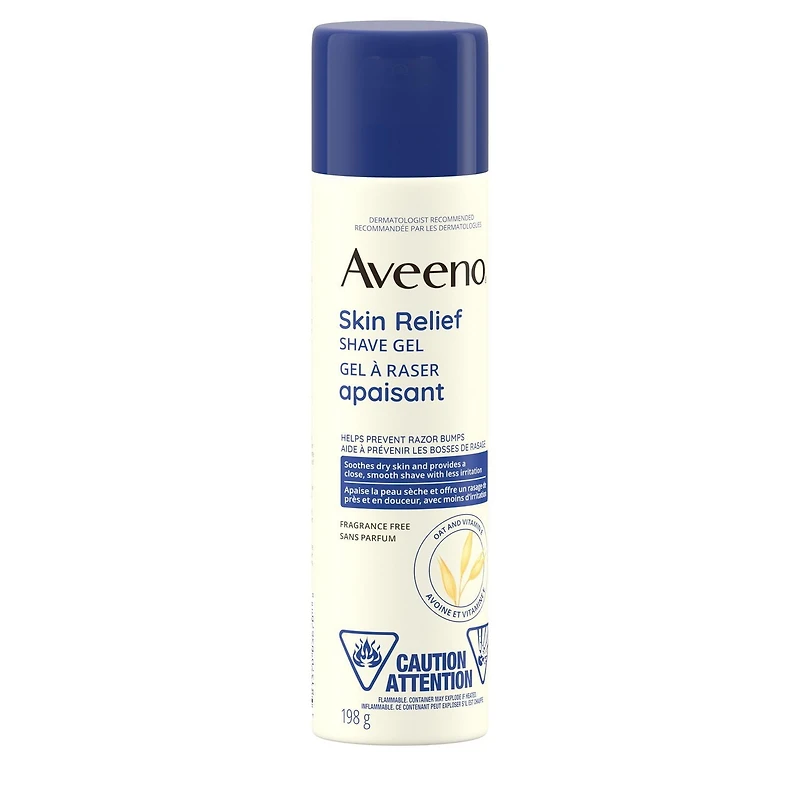 Aveeno Skin Relief Shave Gel, Vitamin E, Oat, Hair Removal, Allergy Tested, Fragrance Free, 198 g