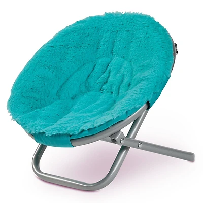 Fauteuil en forme de soucoupe Fun and Furry de Ma vie comme en turquoise
