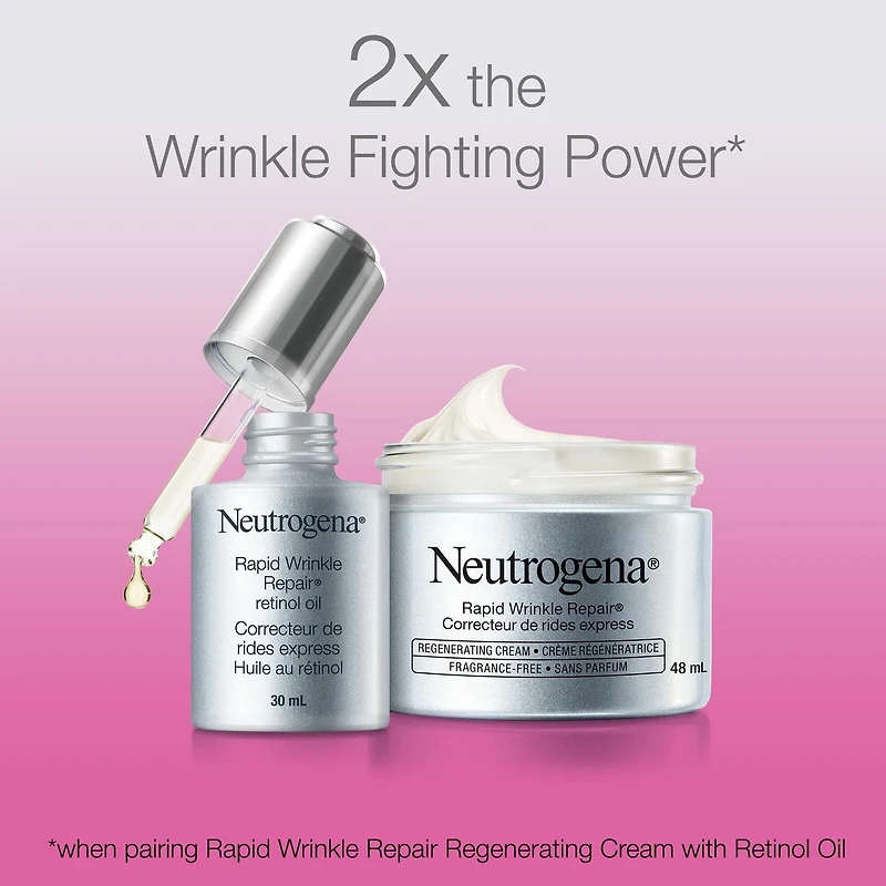 Neutrogena Huile au rétinol antiâge pour le visage, Sérum pour le visage et les yeux Correcteur de rides express 30 mL