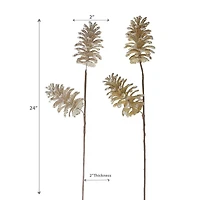 Christmas Glitter 2 Head Pinecone Spray  - Set of 6