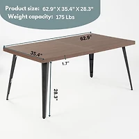 Homy Casa 63" Work Desk Table with Thick Top and Flat Metal Legs, Multi-Use Home Office Table, Faux Walnut