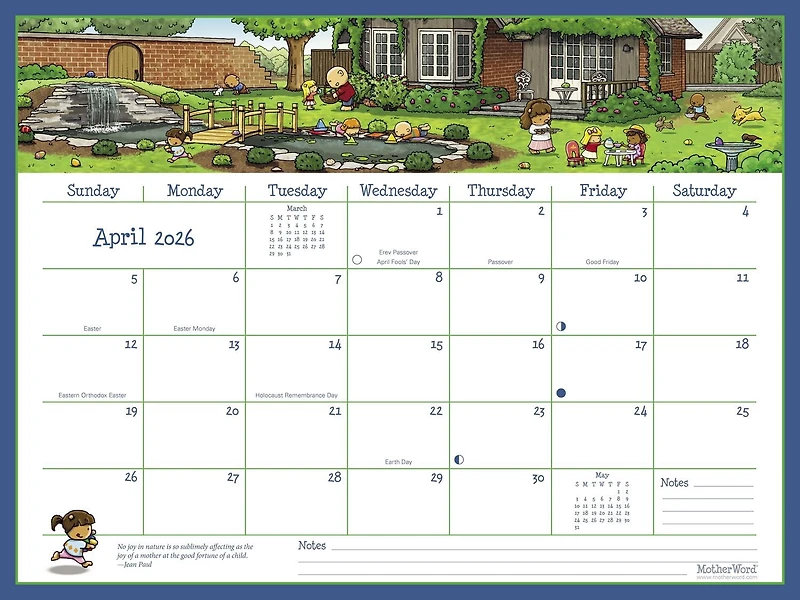 Calendrier familial ultime MotherWord 2026, grand format pour bureau ou mur, en anglais