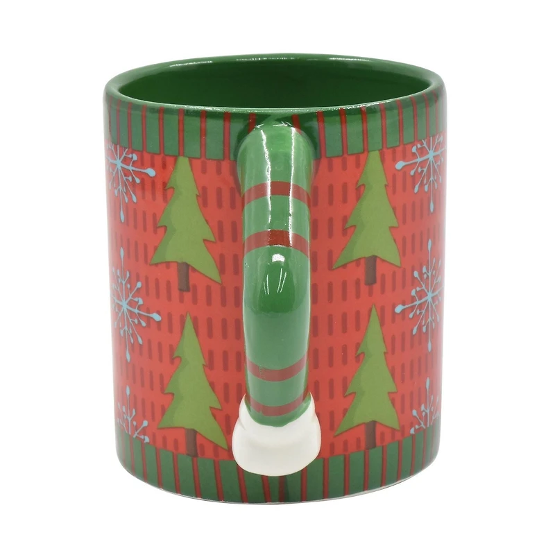 HOLIDAY TIME X'MAS TREE & SNOWFLAKE DESIGN UGLY SWEATER MUG