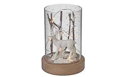 Led Cylinder Glass Stand Reindeer Branch