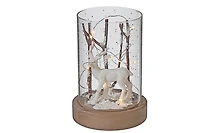 Led Cylinder Glass Stand Reindeer Branch