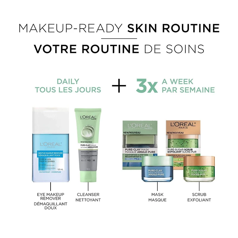 L'Oréal Paris Pure-Clay Masque nettoyant avec 3 Argiles Minérales + de L'Extrait D'Algue Marine pour Peau Sensible, 50 ml