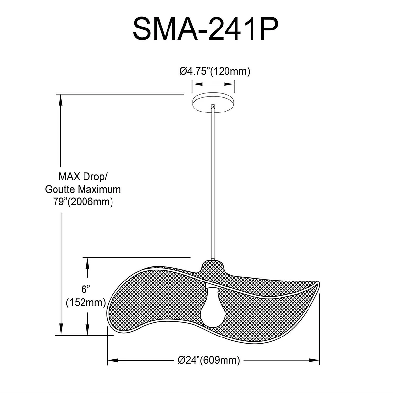 Selma 1 Light Pendant - Small - Wavy Wicker Shade