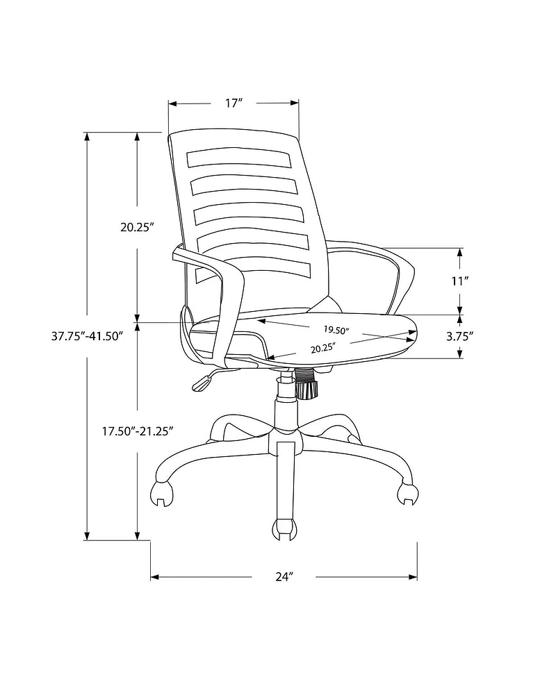 Monarch Specialties Chaise De Bureau, Hauteur Ajustable, Pivotant, Ergonomique, Appuis-bras, Bureau, Travail, Métal, Engrener, Noir, Contemporain, Moderne