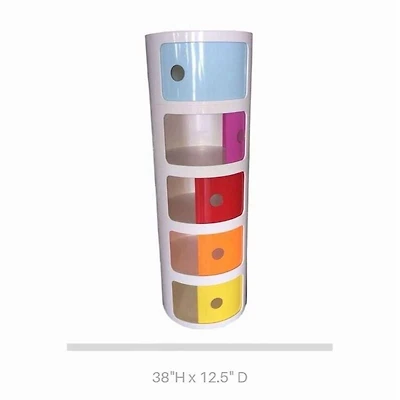 5 Kids Dresser Cabinet, colorful, Plastic Cabinet for kids 38"H x 12.5" D